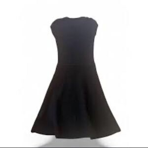 Boss Hugo Boss Black Ribbed Knit Fit & Flare Cap Sleeves Dress XS